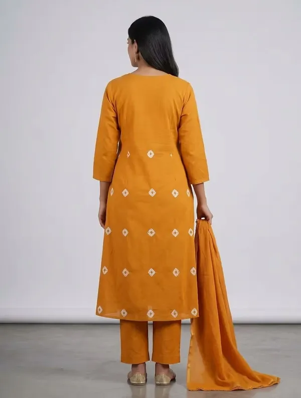 Mustard_Yellow_Bandhani_Print_Pure_Cotton_Kurta_Set_With_Dupatta