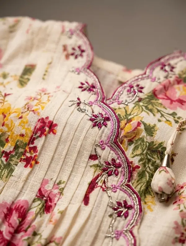 Off_White_Floral_Printed_Pure_Cotton_Angrakha_Kurta_Set
