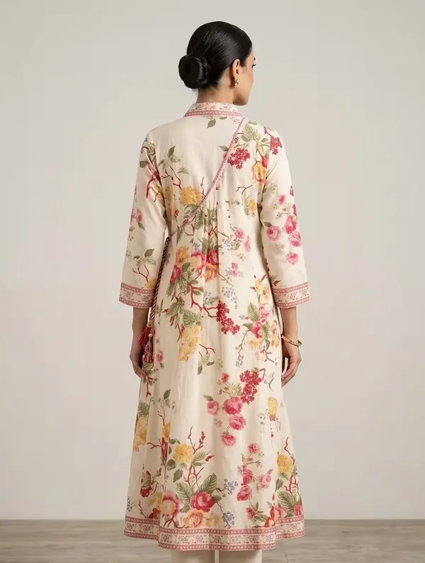 Off-White_Floral_Printed_Pure_Cotton_Angrekha_Kurta_Set