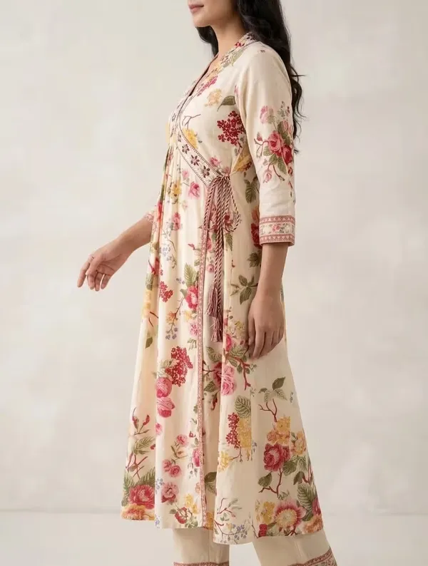 Off-White_Floral_Printed_Pure_Cotton_Angrekha_Kurta_Set