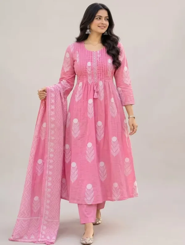 Pink_Ethnic_Printed_Pure_Cotton_Anarkali_Suit_Set_With_Dupatta