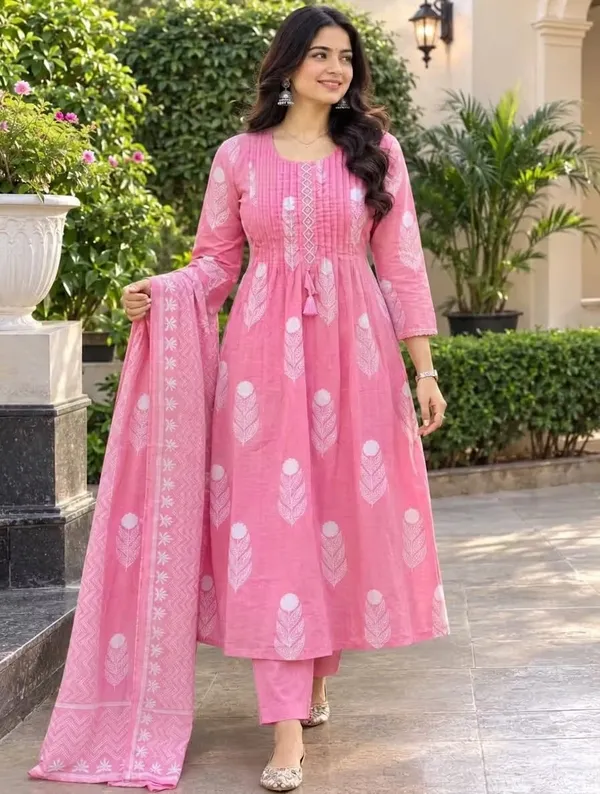 Pink_Ethnic_Printed_Pure_Cotton_Anarkali_Suit_Set_With_Dupatta