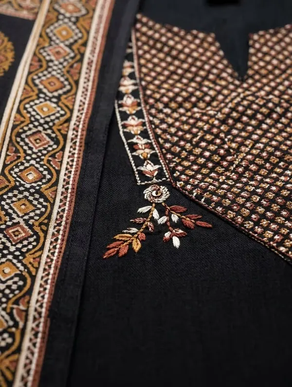 Classic_Black_Printed_Pure_Cotton_Kurta_Set_With_Dupatta