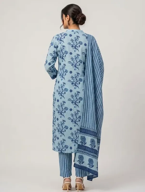 Sky_Blue_Floral_Printed_Pure_Cotton_Straight_Kurta_Set