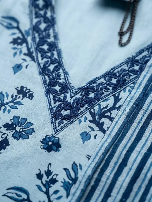 Sky_Blue_Floral_Printed_Pure_Cotton_Straight_Kurta_Set