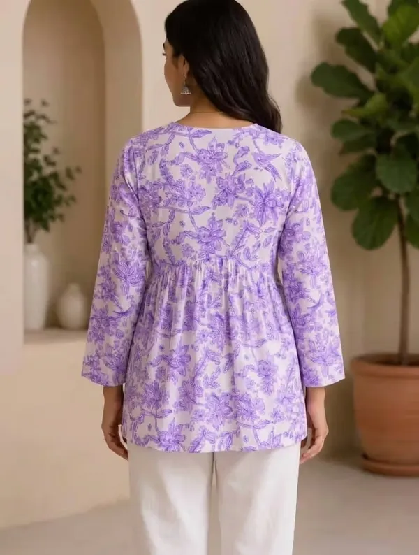 Lavender_Floral_Printed_Rayon_Short_Kurti_For_Women