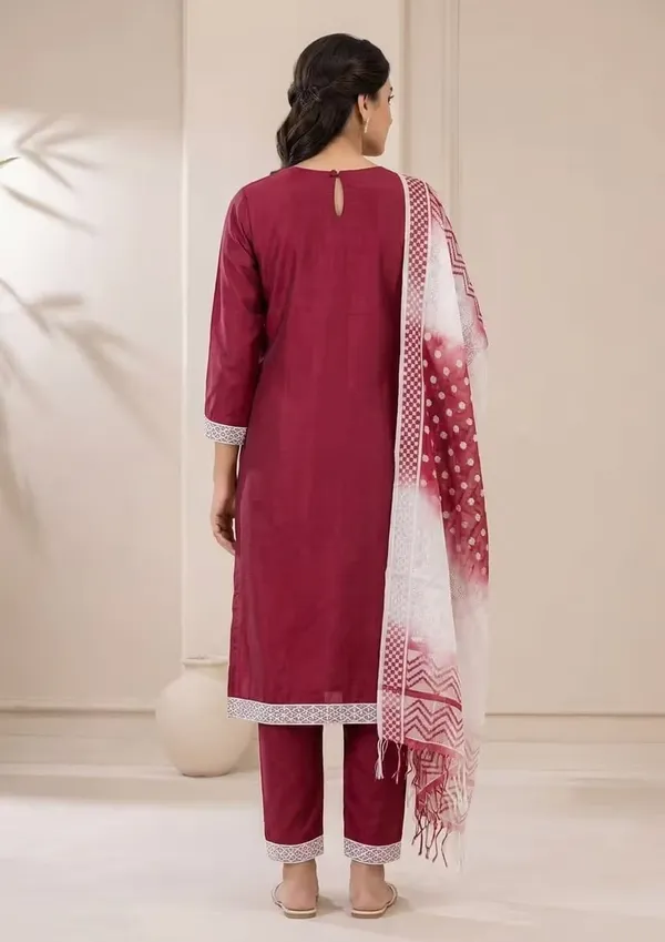 Maroon_Straight_Kurta_Set_With_Embroidered_Yoke_And_Dupatta