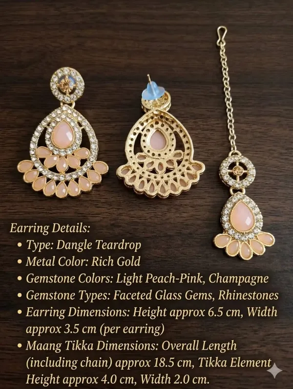 Elegant_Peach_Kundan_Necklace_Set_with_Matching_Earrings,_Maang_Tikka_&_Gold-Tone_Detailing