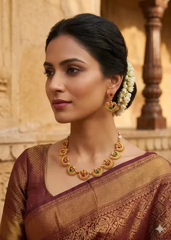 Traditional_Gold-Tone_Temple_Jewellery_Necklace_Set_with_Ruby_&_Green_Stones