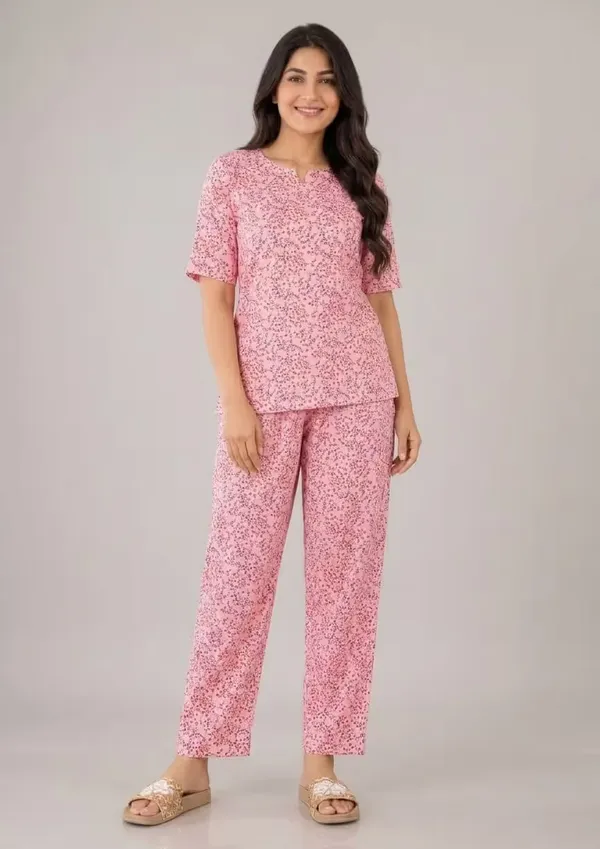 Pink_Floral_Printe_Polyester_Short_Sleeve_Co-Or_Set