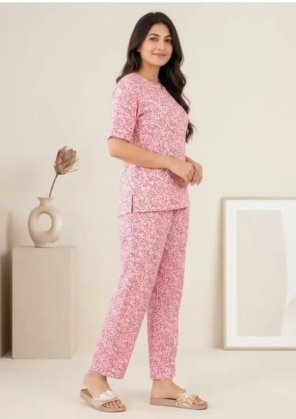 Pink_Floral_Printe_Polyester_Short_Sleeve_Co-Or_Set