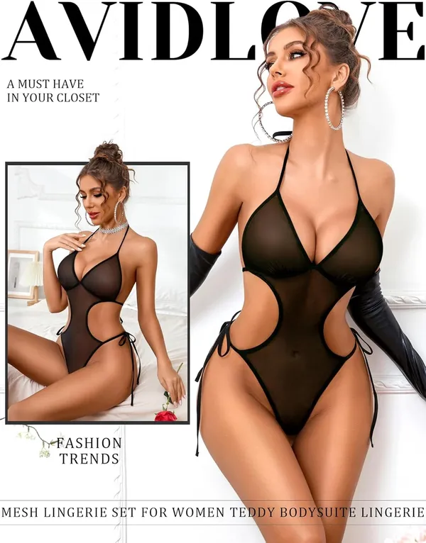 Women's_Ruffled_One-Piece_Set_-_Black_with_Contrast_Pink_Trim_and_Heart_Detail