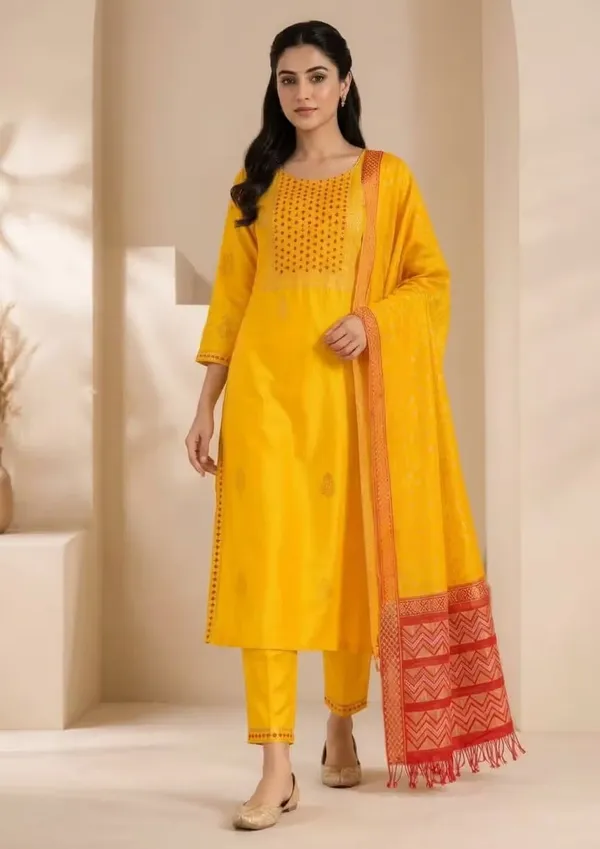 Vibrant_Yellow_Embroidered_Straight_Kurta_Set_With_Dupatta