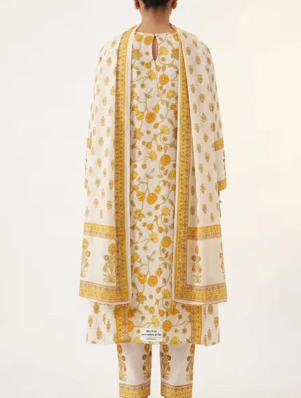 Yellow_Floral_Printed_Pure_Cotton_Straight_Kurta_Set_With_Dupatta