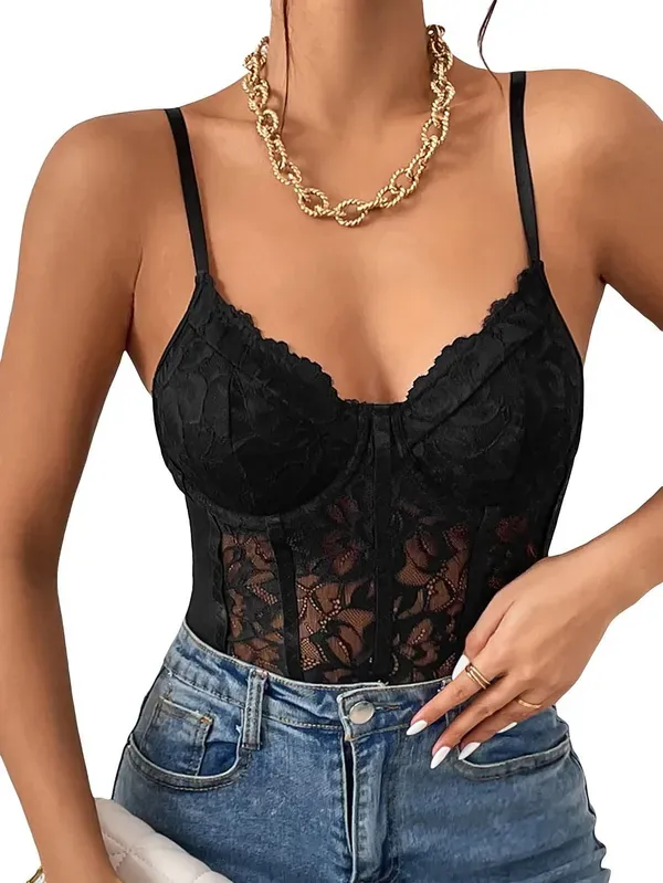 Black_Lace_Underwire_Bodysuit_For_Women