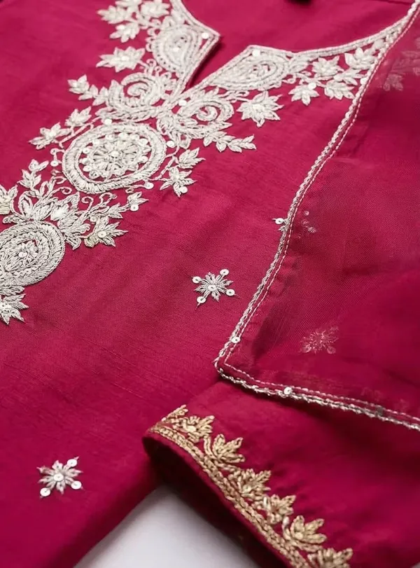 Beaufee_Women’s_Rani_Pink_Embroidered_Kurta_Set_with_Dupatta_|_Elegant_Ethnic_3-Piece_Suit_Set