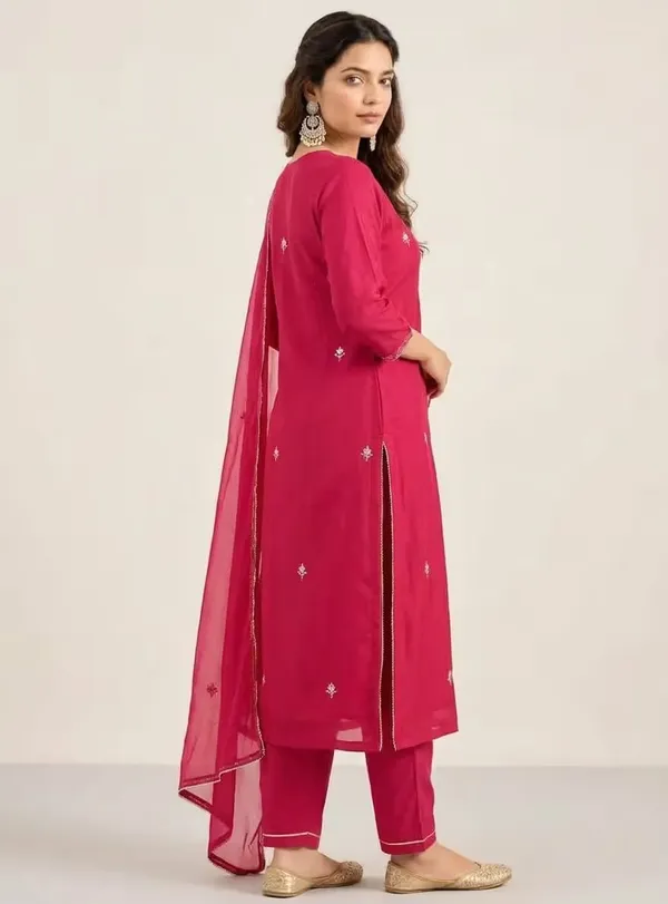 Beaufee_Women’s_Rani_Pink_Embroidered_Kurta_Set_with_Dupatta_|_Elegant_Ethnic_3-Piece_Suit_Set