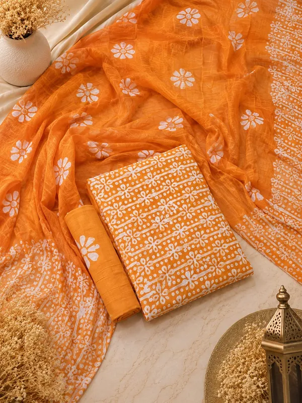 Aahoo_Orange_Pure_Cotton_Hand_Batik_Tie_Dye_Block_Suit
