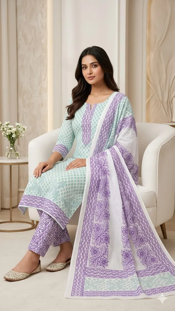 Mint_Lavender_Fusion_72-72_Pure_Cotton_Hand_Batik_Block_Suit
