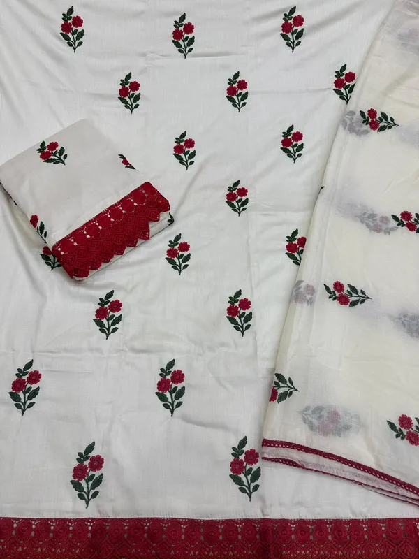 Aahoo_Blossom_Cotton_Embroidered_Dress_Material_Rose_Garden_White