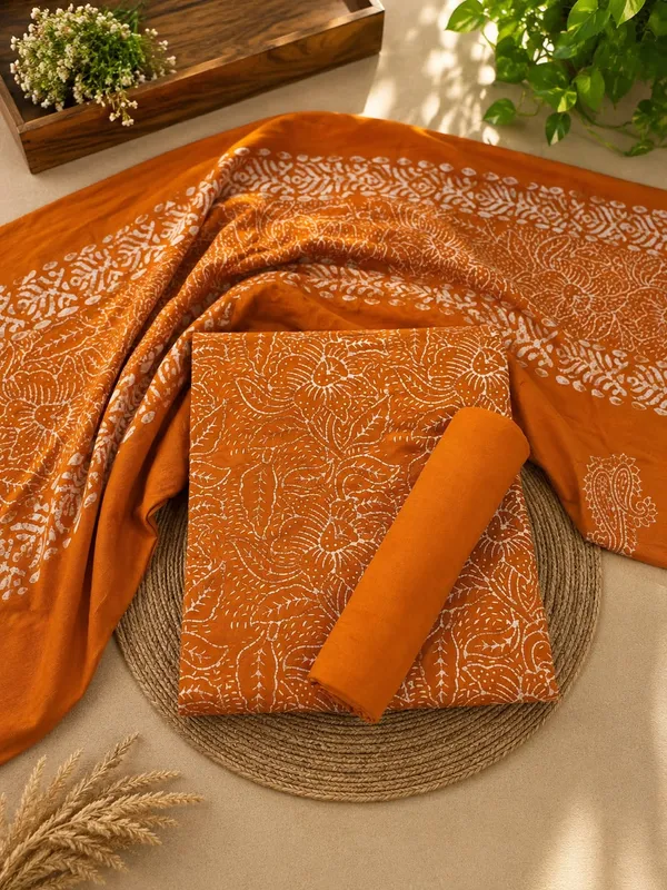 Premium_Cotton_Batik_Fabric_Marigold_Orange_Floral_Print