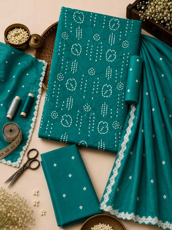 Aahoo_Teal_Blue_Premium_Satin_Cotton_Bandhani_Suit_Set_With_Full_Bandhej_Dupatta