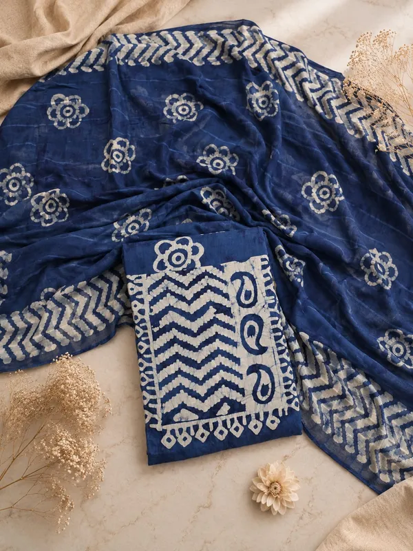 Aahoo_Royal_Blue_Pure_Cotton_Hand_Batik_Tie_Dye_Block_Suit
