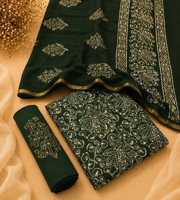 Pure_Cotton_Copper_Batik_Heavy_Suits_Bottle_Green