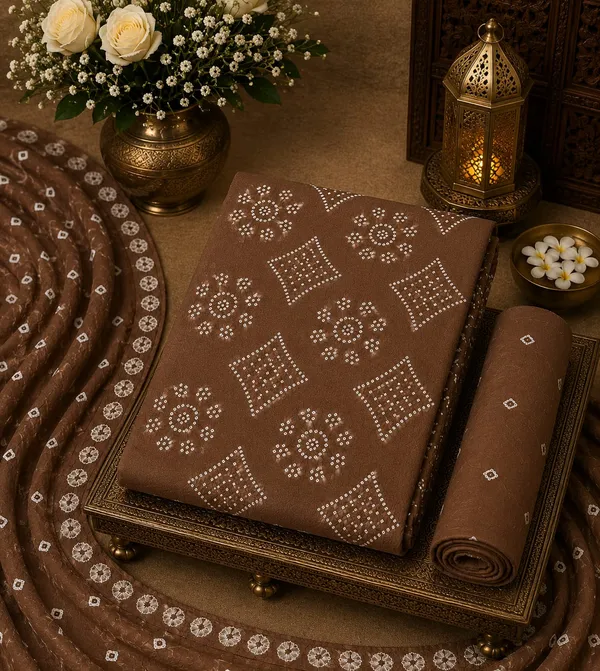 Aahoo_Chocolate_Brown_Premium_Satin_Cotton_Bandhani_Suit_Set_With_Full_Bandhej_Dupatta