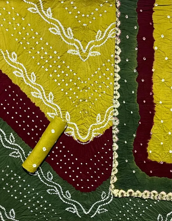 Aahoo_Lime_Olive_3D_Multi_Leheriya_Bandhej_Satin_Cotton_Suit
