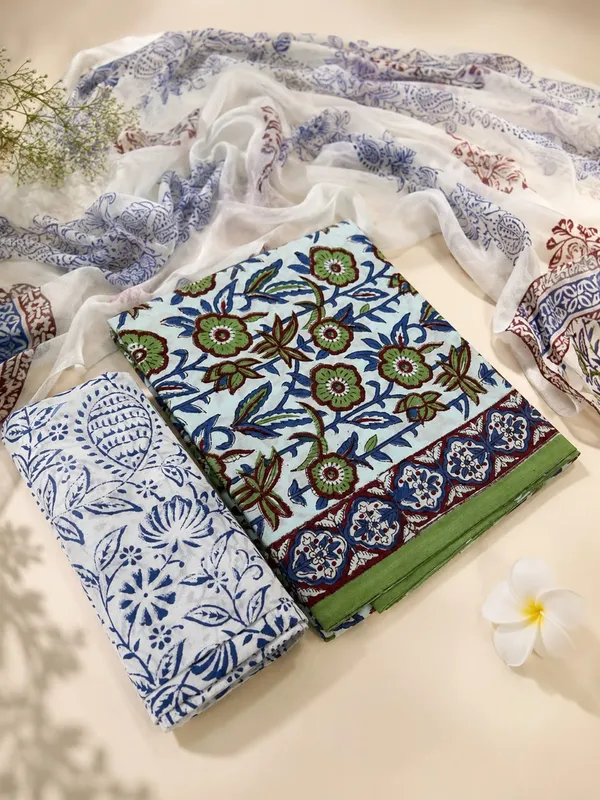 Aahoo_Indigo_Meadow_Pure_Cotton_Kalamkari_Hand_Block_Print_Suit_With_Chiffon_Dupatta