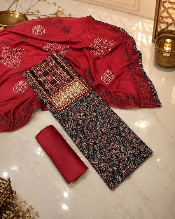 Aahoo_Heritage_Ajrakh_Cotton_3_Piece_Dress_Material_Heritage_Maroon
