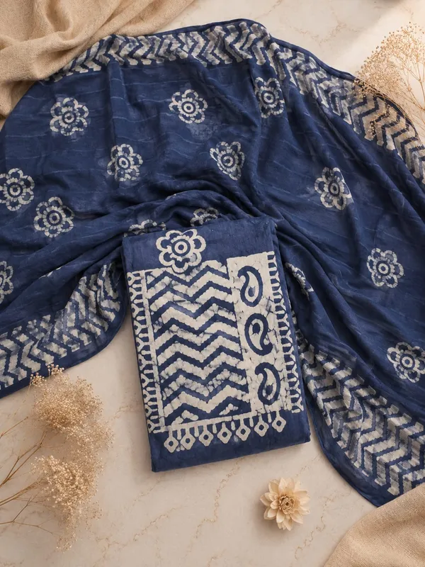 Aahoo_Cobalt_Blue_Pure_Cotton_Hand_Batik_Tie_Dye_Block_Suit