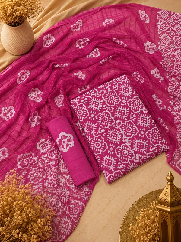 Aahoo_Berry_Pink_Pure_Cotton_Hand_Batik_Tie_Dye_Block_Suit