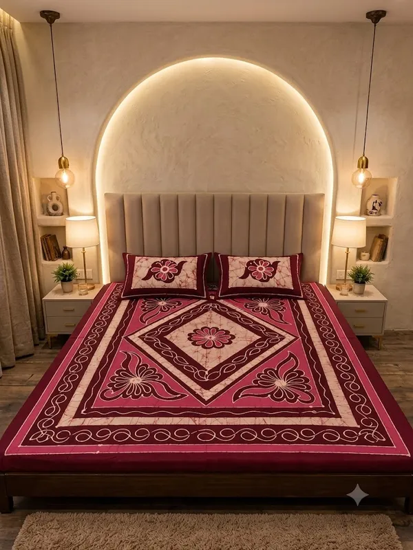 Aahoo_Rose_Pink_Pure_Cotton_Pen_And_Block_Batik_King_Size_Double_Bedsheet_Set