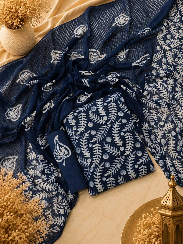Aahoo_Navy_Blue_Pure_Cotton_Hand_Batik_Tie_Dye_Block_Suit
