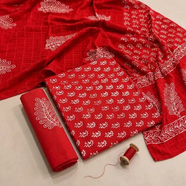 Coral_Orange_Handblock_Print_Cotton_Fabric