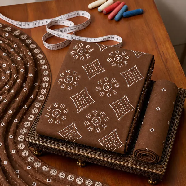 Aahoo_Chocolate_Brown_Premium_Satin_Cotton_Bandhani_Suit_Set_With_Full_Bandhej_Dupatta