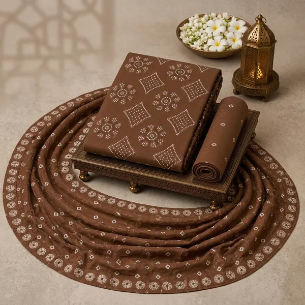 Aahoo_Chocolate_Brown_Premium_Satin_Cotton_Bandhani_Suit_Set_With_Full_Bandhej_Dupatta