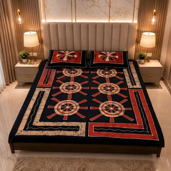 Aahoo_Royal_Red_Pure_Cotton_Pen_And_Block_Batik_King_Size_Double_Bedsheet_Set