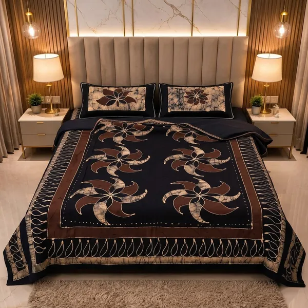Aahoo_Chocolate_Brown_Pure_Cotton_Pen_And_Block_Batik_King_Size_Double_Bedsheet_Set