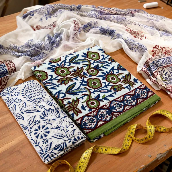 Aahoo_Indigo_Meadow_Pure_Cotton_Kalamkari_Hand_Block_Print_Suit_With_Chiffon_Dupatta