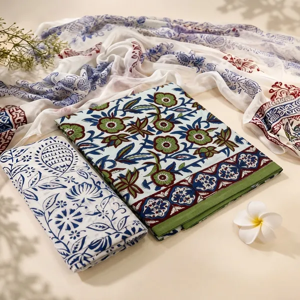 Aahoo_Indigo_Meadow_Pure_Cotton_Kalamkari_Hand_Block_Print_Suit_With_Chiffon_Dupatta