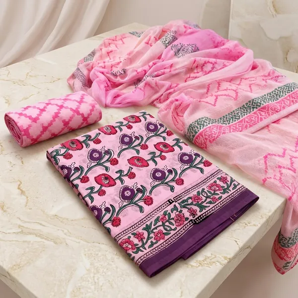 Aahoo_Orchid_Pink_Pure_Cotton_Kalamkari_Hand_Block_Print_Suit_With_Chiffon_Dupatta