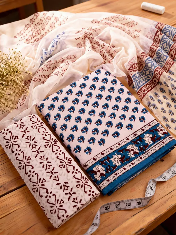 Aahoo_Royal_Blue_Ivory_Pure_Cotton_Kalamkari_Hand_Block_Print_Suit_With_Chiffon_Dupatta