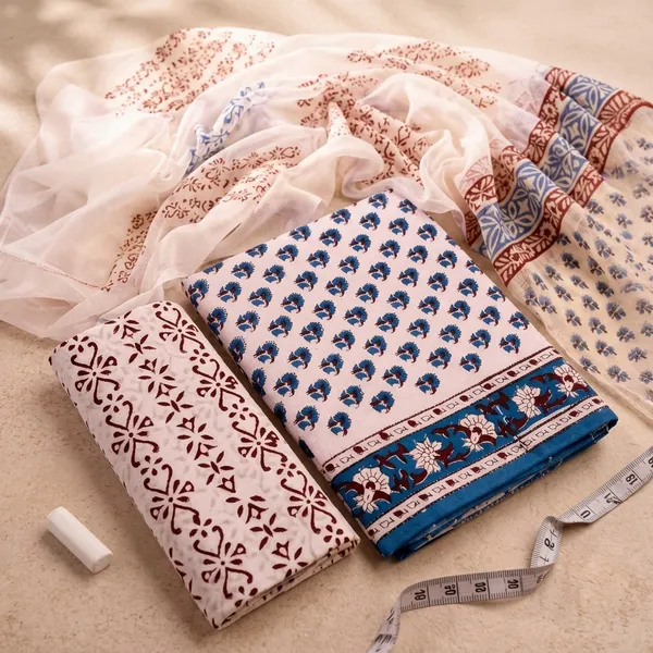 Aahoo_Royal_Blue_Ivory_Pure_Cotton_Kalamkari_Hand_Block_Print_Suit_With_Chiffon_Dupatta