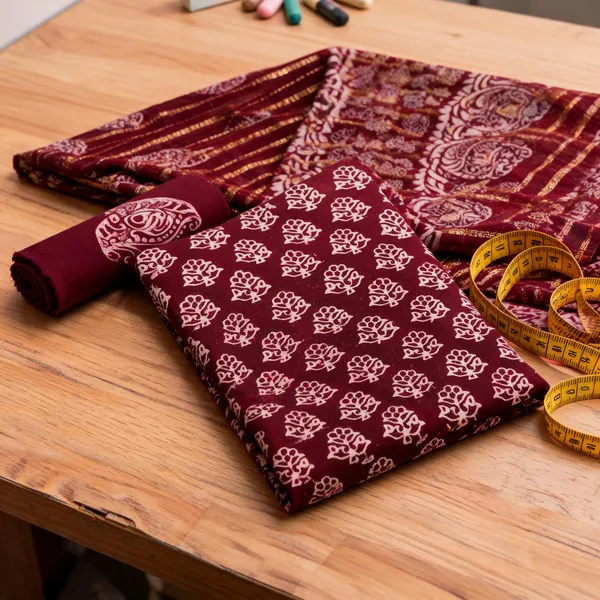 Aahoo_Royal_Wine_Copper_Batik_Reyon_Dark_Colour_Dress_Material