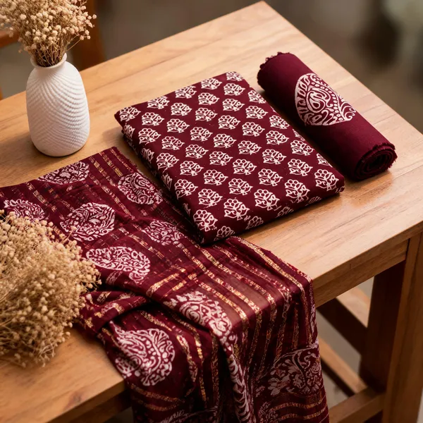 Aahoo_Royal_Wine_Copper_Batik_Reyon_Dark_Colour_Dress_Material