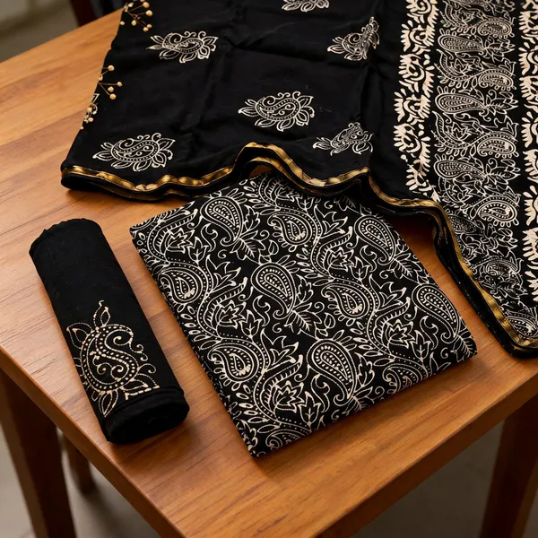 Pure_Cotton_Copper_Batik_Heavy_Suits_🖤_Classic_Black