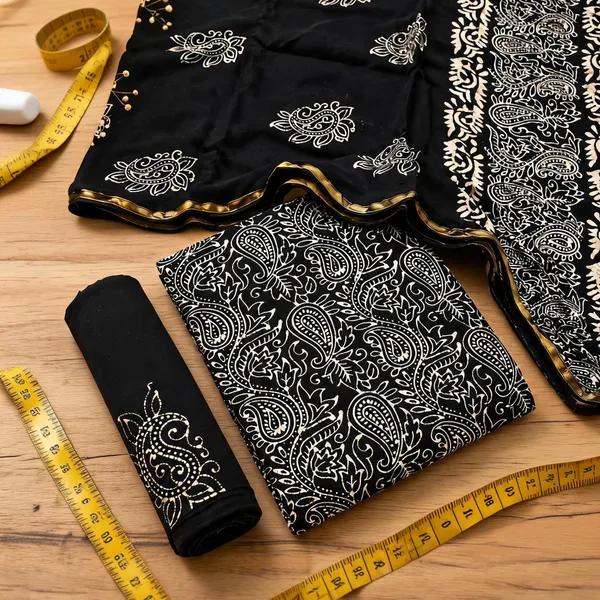 Pure_Cotton_Copper_Batik_Heavy_Suits_🖤_Classic_Black